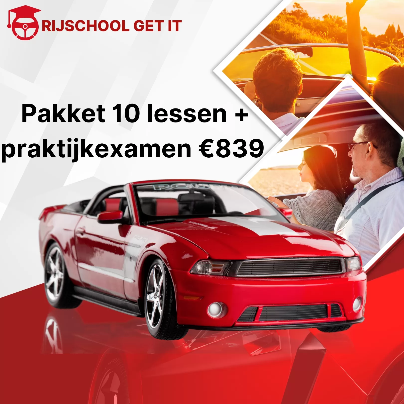 Pakket  10 lessen +    praktijkexamen €839